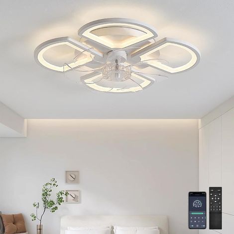Ventilateurs de plafond avec lumières, ventilateur de plafond à intensité variable de 50 cm avec télécommande et application, 6 vitesses de vent (1/5)