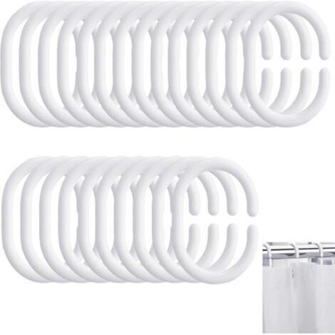 Set di 24 ganci a forma di C per tende da doccia, anelli per tende da doccia, clip per tende, ganci in plastica resistenti per tende da doccia, drappeggi e tende