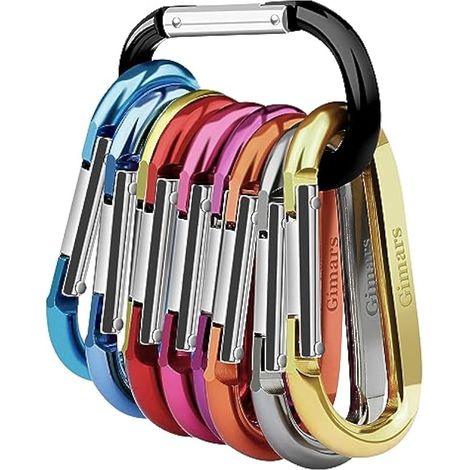 Lot de 10 mousquetons en aluminium en forme de D, 8 x 8 x 4 cm, à ressort, pour le camping, la randonnée, la salle de sport, la pêche et le trekking. (1/5)