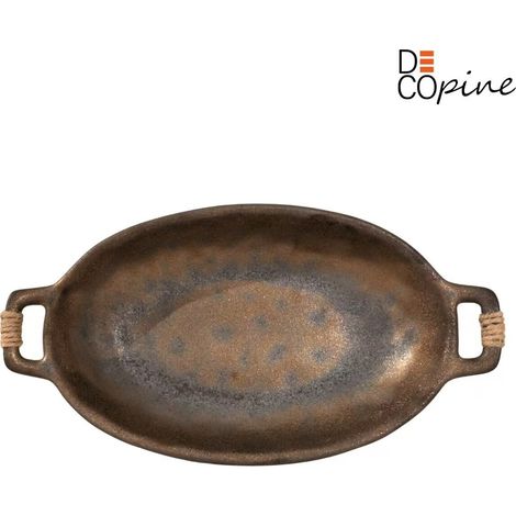 Decopine – Plat décoratif doré – Style wabi-sabi japonais – 27,5 × 15 × 4,5 cm (1/4)