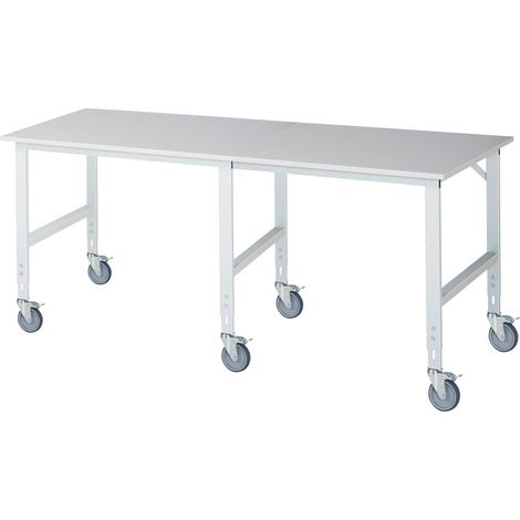 Rau Fahrbarer Arbeitstisch (HV) Tom (6 LR), B2500xT1000xH910-1230mm, M-Platte-22mm