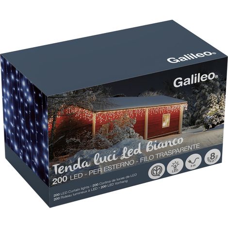 Tenda cascata luci led per uso esterno interno - 120 Led - Bianco - Cavo luci 3 mt - H 75 cm (1/4)