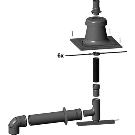 Wolf kit de raccordement 2652003 DN 80 / 125, concentrique, indépendant de l&39air ambiant, acier inoxydable