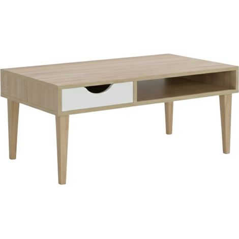 Table Basse 120x60 1 Tiroir 1 Niche effet bois - ALENIA