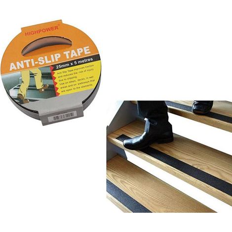 NASTRO ADESIVO ANTISCIVOLO PER SCALE LEGNO PAVIMENTO INTERNO ESTERNI 5MT 25mm