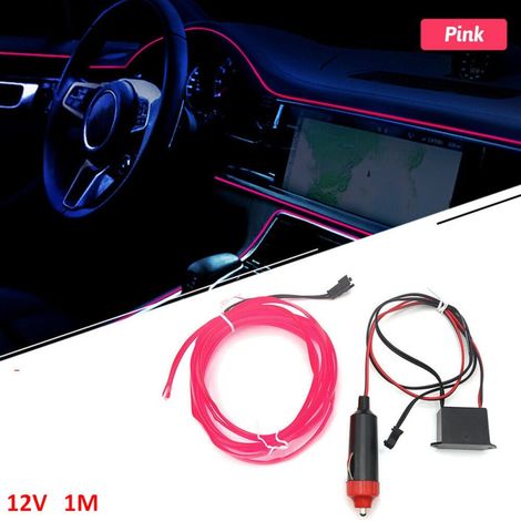 Bande lumineuse LED pour intérieur — pour tableau de bord, lumière rose, 12 V, 1 m, éclairage d'ambiance