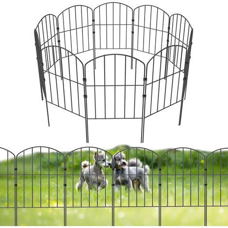 Lot de 10/20 clôtures de jardin en métal 320 x 61 cm (L x H) - Clôtures décoratives pour jardin, parterre de fleurs et barrière pour animaux, pour cour, terrasse, décoration extérieure (10) (1/5)