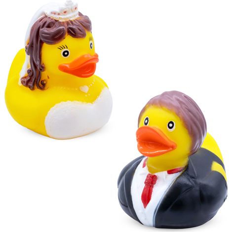 Brautpaar Quietscheente 2er Set für Hochzeitsgeschenk - 8 cm - Badeente Hochzeitspaar Braut und Bräutigam