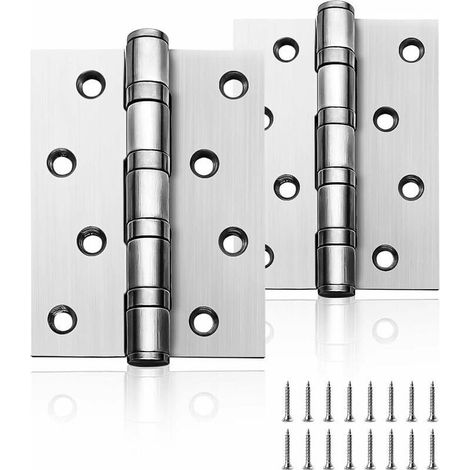 Pair 4 Inch Ball Bearing Door Hinges Chrome Plated 100mm Silver for Interior Exterior Doors (1/5)