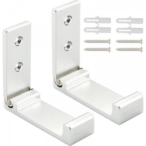 Patère pliable en aluminium, crochet mural pliable pour vêtements, casque audio, lot de 2 (argenté) (1/5)