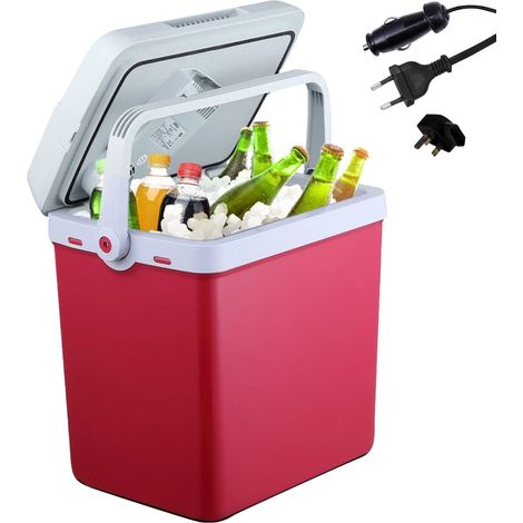 AREBOS cool box 25L car thermoelectric warming box 12V 230V refrigerator red (1/5)