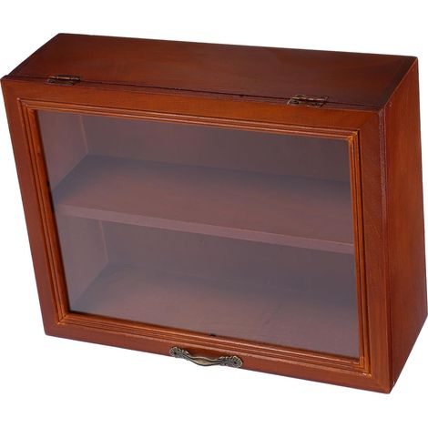 Vitrine Massif Petite avec Porte Acrylique à Charnière Support Exposition pour Figurines Modèles Réduits et Objets de Collection Rangement Mural Bureau Style Rétro Robuste (1/5)