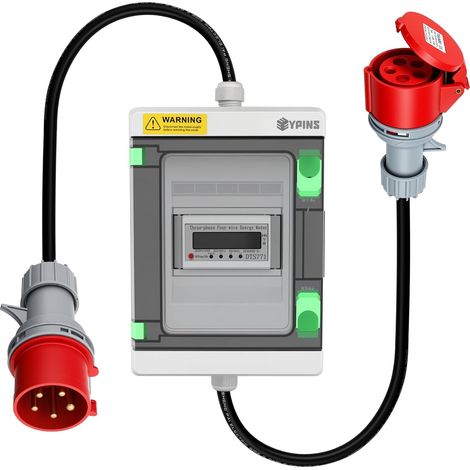 Compteur électrique numérique triphasé mobile 16A 400V CEE IP55 (1/5)