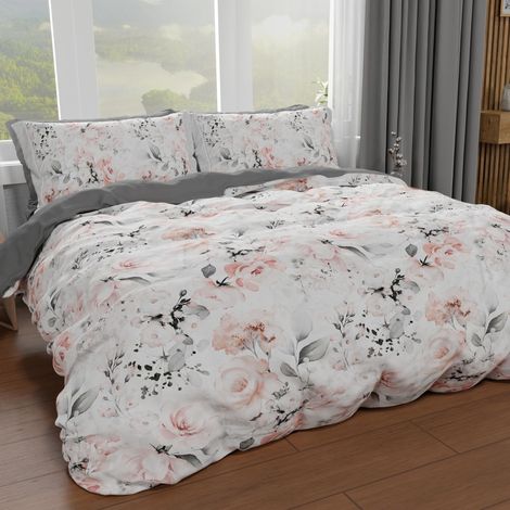 Housse de Couette 1,5 Place 200x200 cm 2 Taies 75x50 cm Incluses, Parure en Microfibre Imprimée Floral 17 00 (1/4)