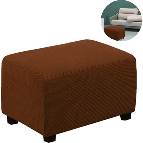 2 Housses extensibles pour pouf rectangulaire, protection contre taches et rayures, tissu polyester souple, salon chambre (1/5)