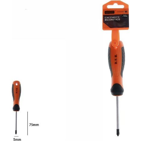TrAdE Shop Traesio - Cacciavite Giravite Magnetico Punta A Croce 5x75mm Impugnatura Ergonomica 07440 -