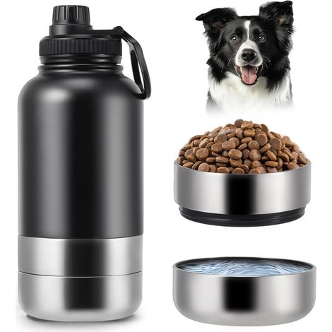 1 Gourde Chien, Acier Inoxydable 304, Bouteille Isotherme 1000 ML, Gamelle Détachable, Randonnée Voyage (1/5)