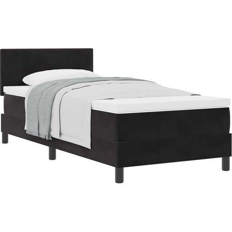 Matelas à ressorts noir, avec matelas, 80 x 200 cm, tissu velours. (1/5)