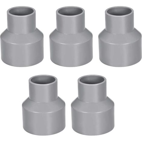 50 mm x 32 mm Reduzierstück, PVC-Rohrverschraubung, Kupplungsnabe auf Nabe, DWV, Grau, 5er-Pack (1/3)