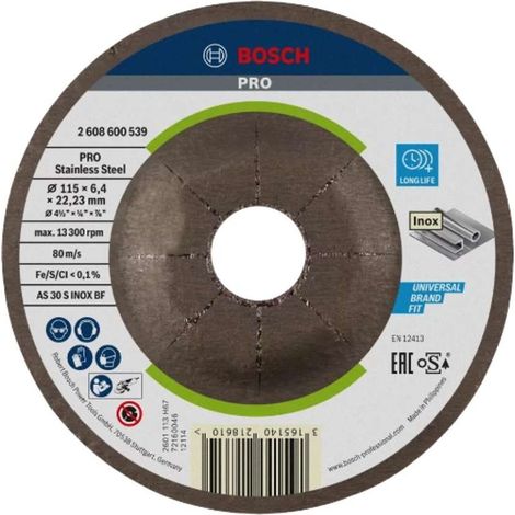 2608600539 - Mola da sbavo a centro depresso Expert for Inox AS 30 S INOX BF, 115 mm, 6,0 mm