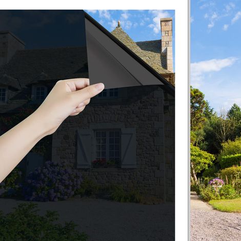 Film de fenêtre,Protection solaire,Protection contre la chaleur,Pour l'intérieur,Transparent,Extérieur,Film miroir,Pour fenêtre,Noir,90x200 cm (1/5)
