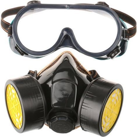 Professionelle Gasmaske, Aktivkohle-Atemschutzmaske für Malerarbeiten mit 2 Filtern zum Schutz vor Staub, Pestiziden, Formaldehyd und Farblack. (1/4)