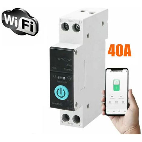 Disjoncteur différentiel WiFi 40A – Commande smartphone – 3 modes – Protection contre surcharge et court-circuit – Rail DIN