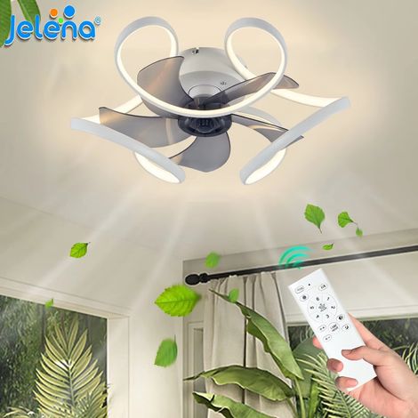 Lampe de plafond ventilateur LED moderne – dimmable – 6 vitesses de ventilation – intérieur chambre,Blanc (1/5)
