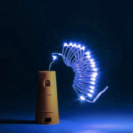 Stringa per bottiglie 2 metri da 20 MicroLed Blu a batteria Wisdom (1/4)