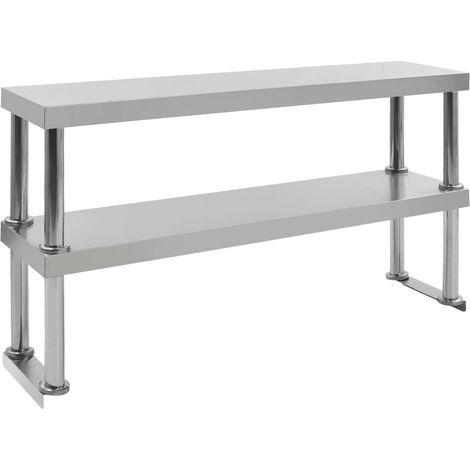 2-stufiger Arbeitstisch-Aufsatz 120 x 30 x 65 cm Edelstahl