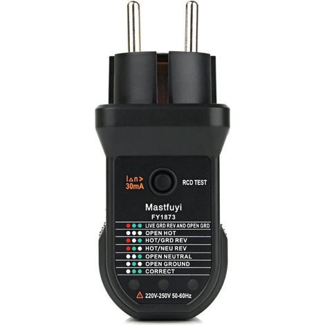 Testeur de Prise,Testeur de Prise électrique RCD Avancé Détecteur de Polarité de Circuit électrique de Fil de Terre Direct Neutre Automatique Testeur de Fuite électrique Prise Testeur (1/5)