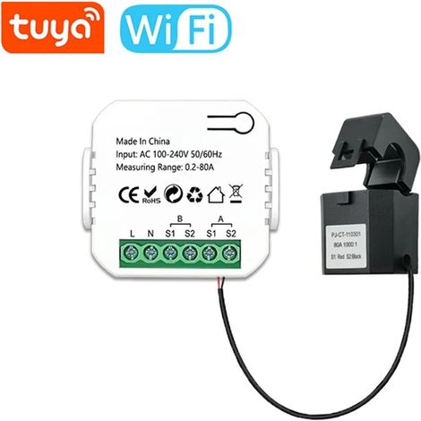Tuya Misuratore di Energia Bidirezionale Smart WiFi con Pinza Tuya Switch + 1 Pinza 80A (1/3)