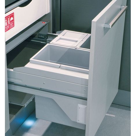 Poubelle de cuisine tri sélectif 3 bacs encastrable 40L (20+10+10) Hailo Cargo Soft Short
