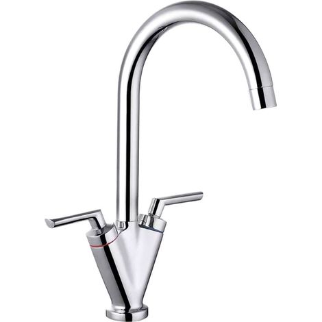 Nuie Sutna Kitchen Sink Mixer Tap Dual Lever Handle - Chrome (1/2)
