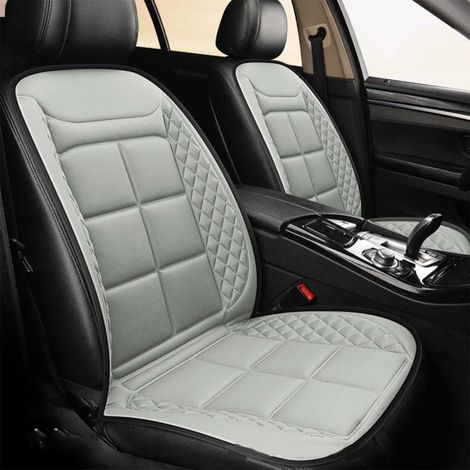 Housse De Siège Automobile - Fourrure Courte - Chauffante - Pour Siège Avant - Compatible Avec La Plupart Des Voitures SUV Et Camions - Gris - 1 Pièce (1/5)