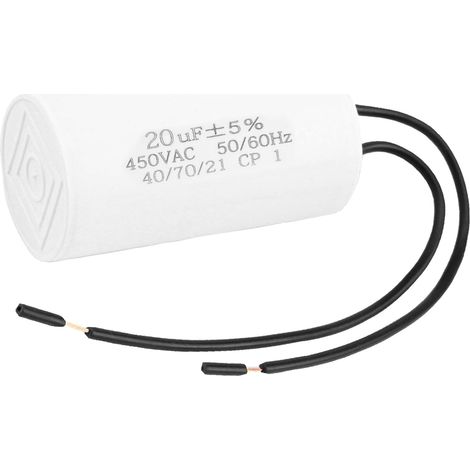 CBB60 450V 20uf Condensateur de Démarrage, 50/60HZ Suppression Condensateurs Démarrages Fonctionnement Microfarad avec Fils M8 pour Moteur électrique sèche Linge Pompe Piscine Climatiseur, Cylindrique (1/5)