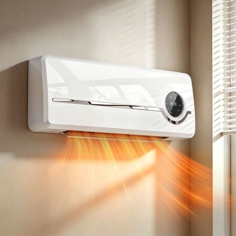 Chauffage mural en céramique 1000/2000W, radiateur électrique, ventilateur, thermostat, minuterie, 50x18,6x12,9cm, blanc (1/5)