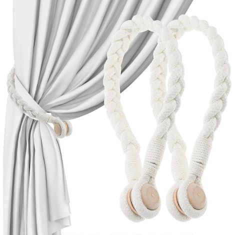 Embrasses de rideaux à fermeture magnétique – Embrasses modernes pour voilages – Accessoires de fixation faciles (2 pièces) (1/4)