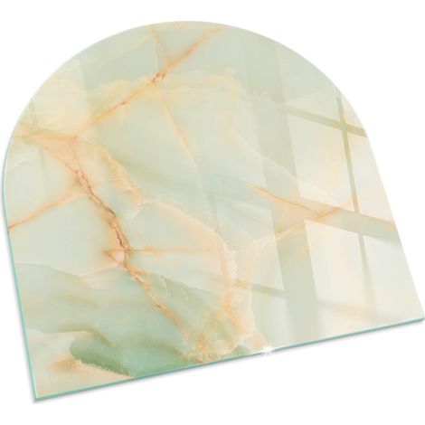 Plaque Carrée en verre trempé de sol décorative de sol avec impression sous cheminée Motif marbré abstrait 100x100 cm (1/5)