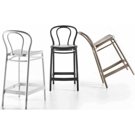 Tabouret bistrot - Lot de 4-Blanc (1/2)