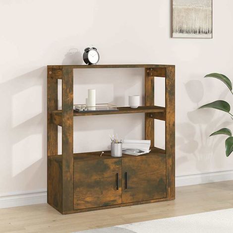Aparador madera contrachapada color roble ahumado 80x30x90 cm (1/4)