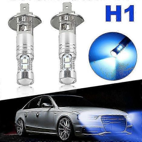 Lot de 2 ampoules LED H1 pour phares de voiture, 8000K, 100W, bleu glacier, ultra-lumineuses, pour feux antibrouillard. (1/5)