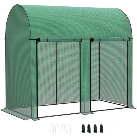 Tomatengewächshaus (2 m²) mit Reißverschlusstüren, aus UV-beständigem PE-Stahl, Maße 2 x 1 x 1,78 m, Farbe: Grün