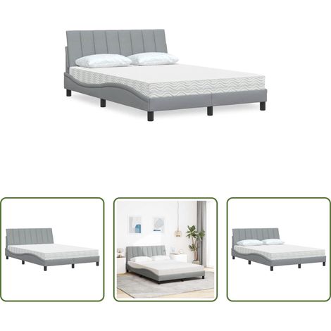 Matelas en mousse - Lit avec matelas Hanko gris clair 120x200 cm tissu (1/5)