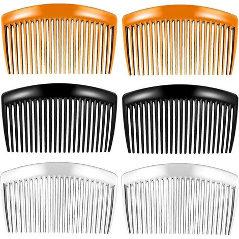 Mabor Lot de 6 peignes à cheveux français pour femmes - Peignes décoratifs et colorés avec dents, accessoires de coiffure pour cheveux mi-longs à longs (1/4)