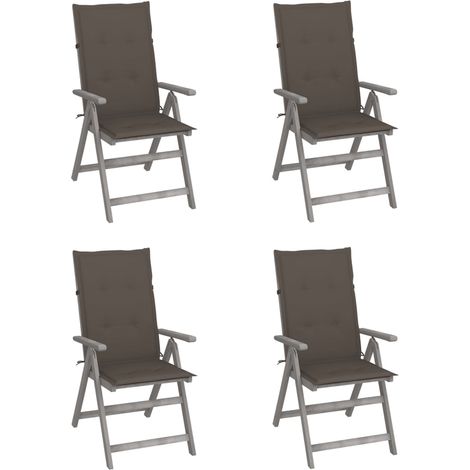 Sillas reclinables jardín y cojines 4 uds madera maciza acacia vidaXL