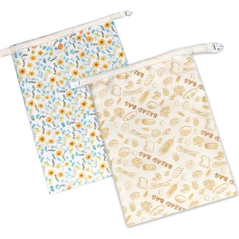Sacs à pain en cire d'abeille - 43 x 33 cm - Sacs à pain réutilisables en coton ciré - Adaptés au pain au levain - Grand format, portables - Lot de 2 (1/5)