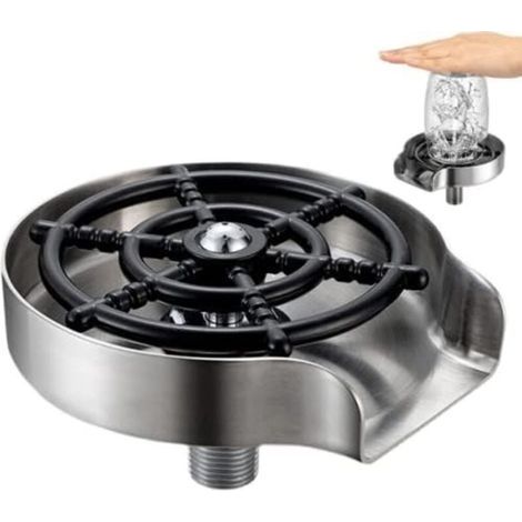 Rubinetto automatico in metallo per lavello da cucina con doccetta laterale, risciacquabicchieri, pulitore per tazze da caffè e accessori per la pulizia della cucina. (1/5)