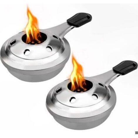 Lot de 2 réchauds à alcool portables en acier inoxydable, brûleurs détachables pour fondue, écologiques, idéaux pour le (1/4)