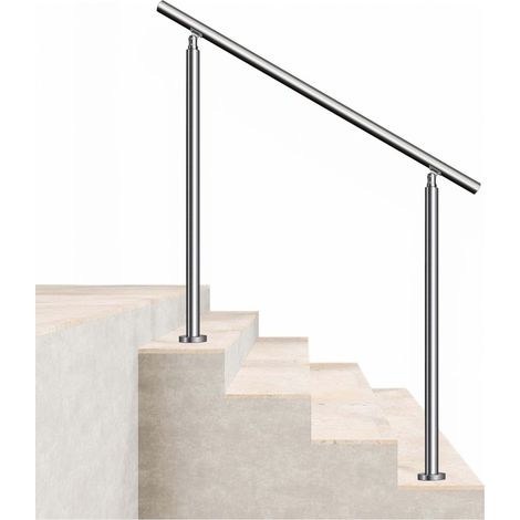 AICA Edelstahl Handlauf Geländer für Treppen Eingangs Innen & Außen Silber 120cm mit 0 Querstreben (1/5)